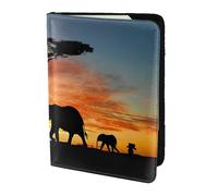 MDATT African Elephant 1 Printing Cowhide Travel Passport Wallet for Women Men Document Organizer Passports Holder for Travel