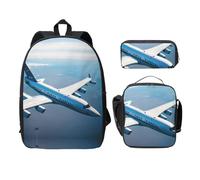 MDATT Airplanes Backpacks with Lunch Pack Pencil Case, Lightweight Bookbag for Camping Excursions