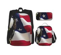 MDATT American Flag Eagle Independence Day Backpack with Lunch Box Anime Backpack School Bag Bookbag Backpack Set for Three