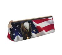 MDATT American Flag Eagle Independence Day Multifunctional Leather Pencil Case with Large Storagecapacity Classic Triangular Design