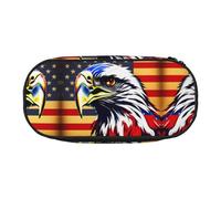 MDATT American Flag Fire Eagle Large Pencil Case Pouch,Soft Pencil Pouch Organizer with Zipper,Portable Pencil Case for Adult