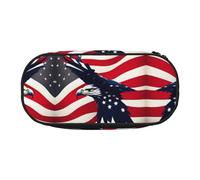 MDATT American Flag Fly Eagle Large Pencil Case Pouch,Soft Pencil Pouch Organizer with Zipper,Portable Pencil Case for Adult
