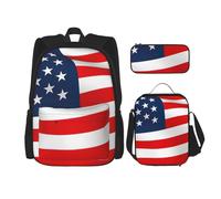 MDATT American Flag Patriotic Backpack with Lunch Box Anime Backpack School Bag Bookbag Backpack Set for Three
