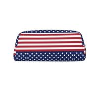 MDATT American Flag Stars Stripes Printing Cute Pen Stationery Bag Leather Pencil Pouch for Students Zipper Bag for Pens,Pencils,Markers