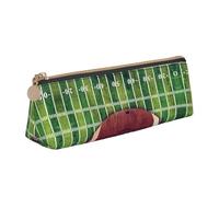 MDATT American Football Field and Ball Multifunctional Leather Pencil Case with Large Storagecapacity Classic Triangular Design