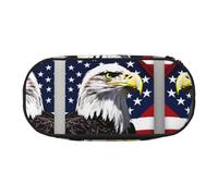 MDATT Bald Eagle Flag Large Pencil Case Pouch,Soft Pencil Pouch Organizer with Zipper,Portable Pencil Case for Adult