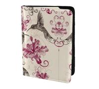 MDATT Beautiful Flowers Hummingbird Printing Cowhide Travel Passport Wallet for Women Men Document Organizer Passports Holder for Travel
