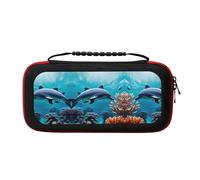 MDATT Beautiful Underwater World Dolphins Coral Portable Travel All Protective Bag Soft Lining for Switch Console Pro Controller Accessories