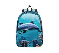 MDATT Beautiful Underwater World Dolphins Coral Printing Drawstring Backpack Bag, Students' String Backpack Bulk Cinch Sack Tote Bags For Gym Traveling Boys Girls