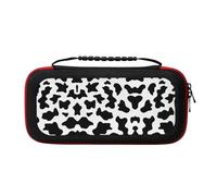 MDATT Black and White Cow Print Portable Travel All Protective Bag Soft Lining for Switch Console Pro Controller Accessories