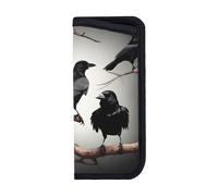 MDATT Black Crow Birds On A Branch Soft Sunglasses Pouch, Compact Travel-Friendly Glasses Case Soft, For Jetsetters