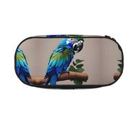 MDATT Blue Parrot Hugging 1 Large Pencil Case Pouch,Soft Pencil Pouch Organizer with Zipper,Portable Pencil Case for Adult