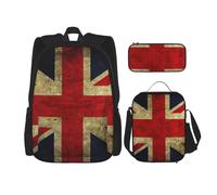 MDATT British Flag Backpack with Lunch Box Anime Backpack School Bag Bookbag Backpack Set for Three
