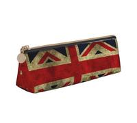 MDATT British Flag Multifunctional Leather Pencil Case with Large Storagecapacity Classic Triangular Design