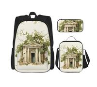 MDATT Building with Roman Olive Branch Backpacks Study Backpacks with Lunch Box Pencil Case Canvas Travel Bag for Elementary Student