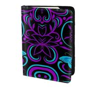 MDATT Butterfly On Beautiful Flower Printing Cowhide Travel Passport Wallet for Women Men Document Organizer Passports Holder for Travel