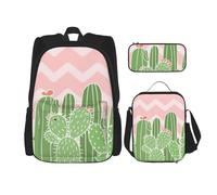 MDATT Cactus Desert Backpack with Lunch Box Anime Backpack School Bag Bookbag Backpack Set for Three