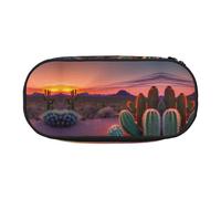 MDATT Cactus Desert Sunset Large Pencil Case Pouch,Soft Pencil Pouch Organizer with Zipper,Portable Pencil Case for Adult