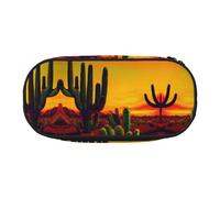 MDATT Cactus in Desert Large Pencil Case Pouch,Soft Pencil Pouch Organizer with Zipper,Portable Pencil Case for Adult