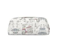 MDATT Cartoon Car Bird Shoes Printing Cute Pen Stationery Bag Leather Pencil Pouch for Students Zipper Bag for Pens,Pencils,Markers