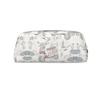 MDATT Cartoon Car Bird Shoes Printing Cute Pen Stationery Bag Leather Pencil Pouch for Students Zipper Bag for Pens,Pencils,Markers