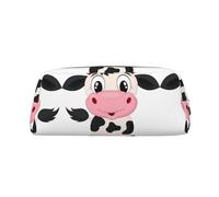 MDATT Cartoon Milk Cow Printing Cute Pen Stationery Bag Leather Pencil Pouch for Students Zipper Bag for Pens,Pencils,Markers
