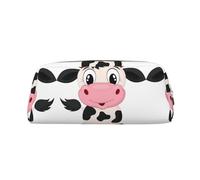MDATT Cartoon Milk Cow Printing Cute Pen Stationery Bag Leather Pencil Pouch for Students Zipper Bag for Pens,Pencils,Markers