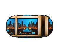 MDATT Chicago Reflected Large Pencil Case Pouch,Soft Pencil Pouch Organizer with Zipper,Portable Pencil Case for Adult
