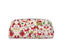 MDATT Christmas Cartoon Santa Claus Printing Cute Pen Stationery Bag Leather Pencil Pouch for Students Zipper Bag for Pens,Pencils,Markers