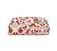 MDATT Christmas Cartoon Santa Claus Printing Cute Pen Stationery Bag Leather Pencil Pouch for Students Zipper Bag for Pens,Pencils,Markers