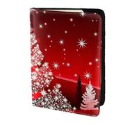 MDATT Christmas Tree Red Printing Cowhide Travel Passport Wallet for Women Men Document Organizer Passports Holder for Travel
