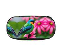 MDATT Colorful Flowers and Bird Large Pencil Case Pouch,Soft Pencil Pouch Organizer with Zipper,Portable Pencil Case for Adult