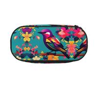 MDATT Colorful Flowers Bird Large Pencil Case Pouch,Soft Pencil Pouch Organizer with Zipper,Portable Pencil Case for Adult
