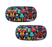MDATT Colorful Guitars Large Pencil Case Pouch,Soft Pencil Pouch Organizer with Zipper,Portable Pencil Case for Adult