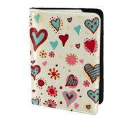 MDATT Colorful Heart Pattern Printing Cowhide Travel Passport Wallet for Women Men Document Organizer Passports Holder for Travel