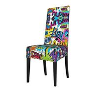 MDATT Colorful Pattern Dining Room Chair Slipcovers Parsons Chair Covers Stretch Dining Chair Covers Removable