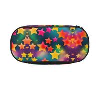 MDATT Colorful Rainbow Stars Large Pencil Case Pouch,Soft Pencil Pouch Organizer with Zipper,Portable Pencil Case for Adult