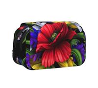 MDATT Colorful Spring Frog Flower Printing Pencil Case for Adults, Durable Pen Carrying Case