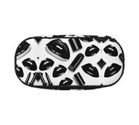 MDATT Cool Black Lipstick Lips Large Pencil Case Pouch,Soft Pencil Pouch Organizer with Zipper,Portable Pencil Case for Adult