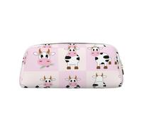 MDATT Cow Milk Printing Cute Pen Stationery Bag Leather Pencil Pouch for Students Zipper Bag for Pens,Pencils,Markers