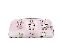 MDATT Cow Milk Printing Cute Pen Stationery Bag Leather Pencil Pouch for Students Zipper Bag for Pens,Pencils,Markers