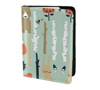 MDATT Cute Fox Bear Bird Bunny Tree Printing Cowhide Travel Passport Wallet for Women Men Document Organizer Passports Holder for Travel