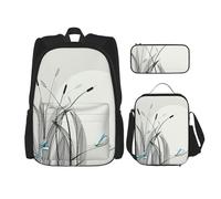 MDATT Dragonflies On Flowers and Branches Backpack with Lunch Box Anime Backpack School Bag Bookbag Backpack Set for Three