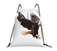 MDATT Eagle Printing Simple Casual Drawstring Backpack With Drawcords, Adjustable Straps, Foldable For Gym, Travel