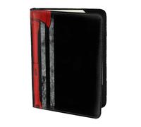 MDATT Firefighter Axe Red Line Flag Printing Cowhide Travel Passport Wallet for Women Men Document Organizer Passports Holder for Travel