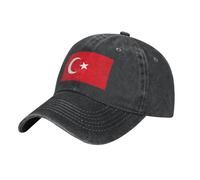 MDATT Flag of Turkey Baseball Cap Adjustable Twill Bulk with Ponytail Hole Washed Dad Hat for Men Women, Black, One size