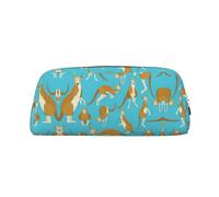 MDATT Funny Cartoon Kangaroo Zoo Printing Cute Pen Stationery Bag Leather Pencil Pouch for Students Zipper Bag for Pens,Pencils,Markers