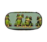 MDATT Funny Green Frogs 1 Large Pencil Case Pouch,Soft Pencil Pouch Organizer with Zipper,Portable Pencil Case for Adult