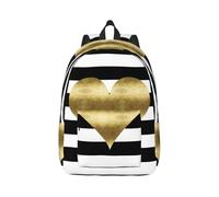 MDATT Gold Heart Stripe Printing Drawstring Backpack Bag, Students' String Backpack Bulk Cinch Sack Tote Bags For Gym Traveling Boys Girls