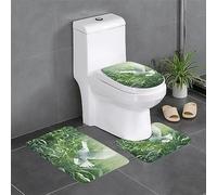 MDATT Grass And Dove Christmas Bathroom Rugs Gift Sets 3 Piece,Bath Mats For Bathroom Floor,With U Shaped Toilet Rug
